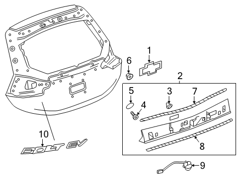 2022 Chevy Bolt EV Applique Panel Insulator, Rear Center Diagram for 42770042