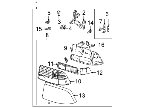 2002 GMC Sonoma Headlamp Assembly Rivet Diagram for 15022087
