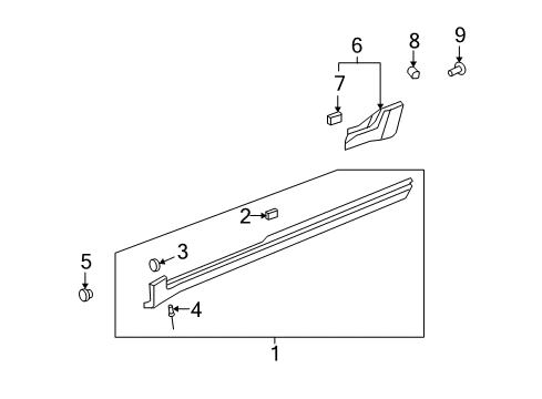 2007 Saturn Outlook Exterior Trim - Pillars, Rocker & Floor Diagram