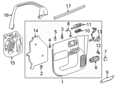 2021 Chevy Silverado 2500 HD Interior Trim - Front Door Diagram