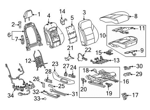 2022 Buick Enclave Passenger Seat Components Diagram