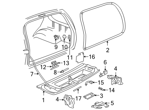 1998 GMC Jimmy Window Lock Diagram for 16635395