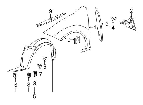 2005 Chevy Cobalt Fender & Components Diagram