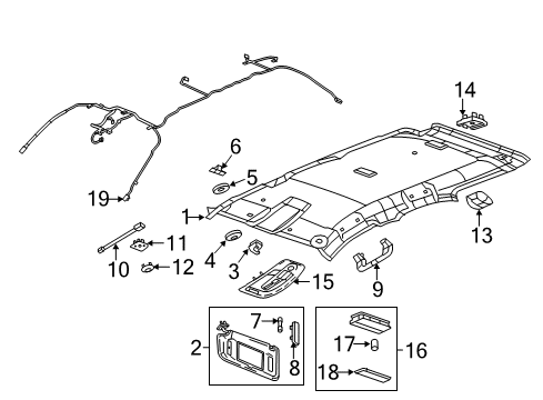 2014 GMC Terrain Sunvisor, Passenger Side Diagram for 23234082