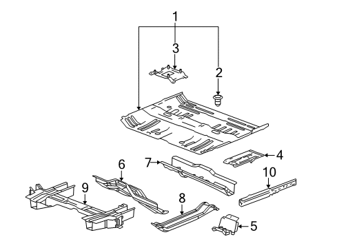 2005 Chevy Equinox Pillars, Rocker & Floor - Floor & Rails Diagram