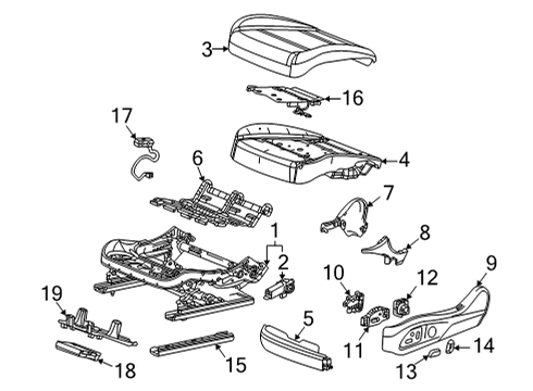 2022 Cadillac CT5 Driver Seat Components Diagram
