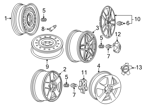 2005 Chevy Equinox Wheels, Covers & Trim Diagram