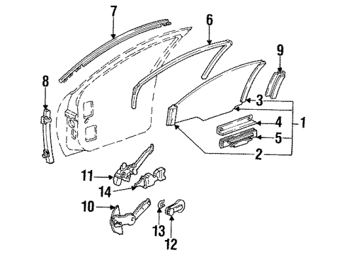 1994 Buick Regal Front Door - Glass & Hardware Diagram
