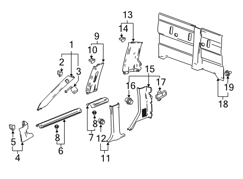 2009 GMC Canyon Seat Belt Guide, Front Diagram for 15986623