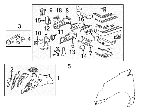 2012 Cadillac SRX Structural Components & Rails Diagram
