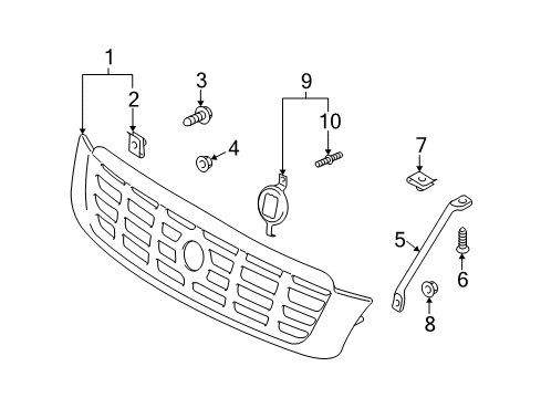 2005 Cadillac DeVille Grille & Components Diagram 1 - Thumbnail