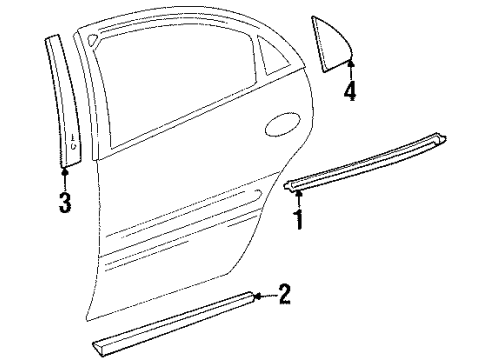 2003 Oldsmobile Aurora Belt Weatherstrip, Rear Outer Driver Side Diagram for 25732995
