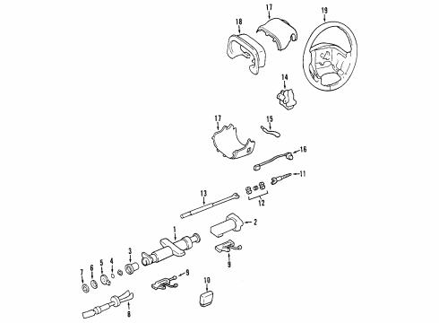 2003 Cadillac Seville Steering Column, Steering Wheel & Trim Diagram
