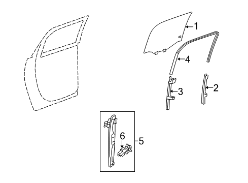 2017 Chevy Traverse Rear Door - Glass & Hardware Diagram