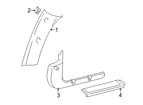 1999 Pontiac Sunfire Interior Trim - Pillars, Rocker & Floor Diagram 1 - Thumbnail