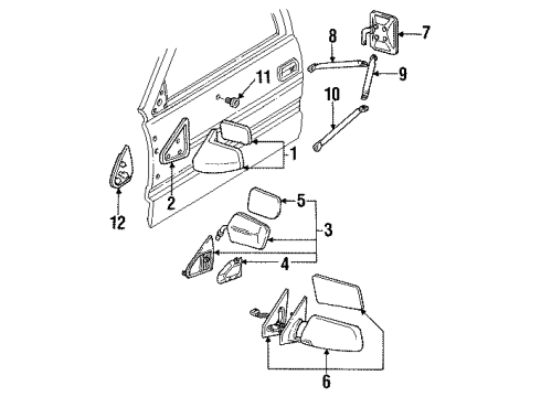 1999 GMC C2500 Suburban Outside Mirrors Diagram