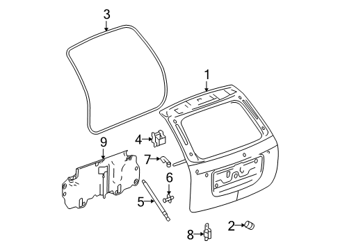 2005 Chevy Equinox Gate & Hardware Diagram