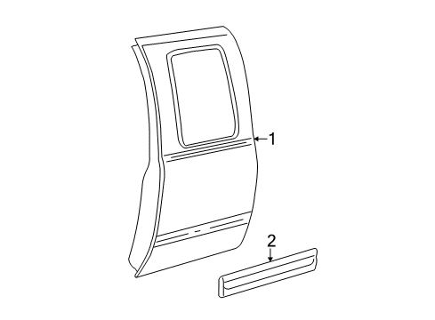 1999 Chevy Silverado 1500 Rear Door & Components, Exterior Trim Diagram