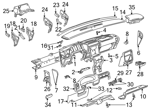 2005 Pontiac Montana Cluster & Switches, Instrument Panel Diagram