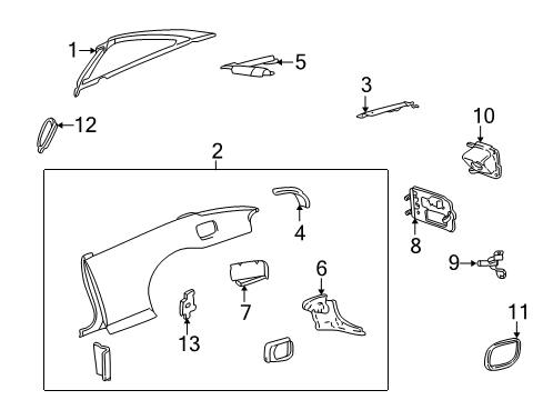 2004 Pontiac Sunfire Quarter Panel & Components Diagram