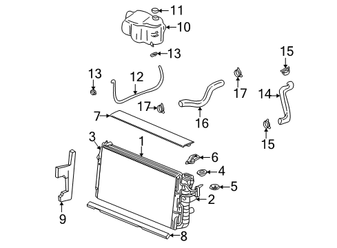 2000 Pontiac Bonneville Radiator & Components Diagram