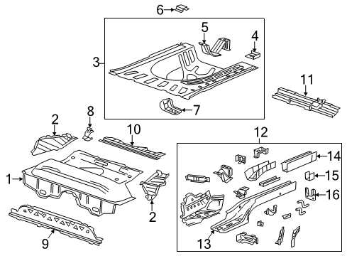 2017 Chevy Sonic Rear Body - Floor & Rails Diagram