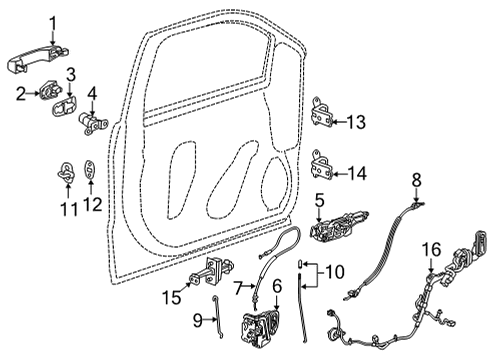 2021 Chevy Silverado 2500 HD Lock & Hardware Diagram