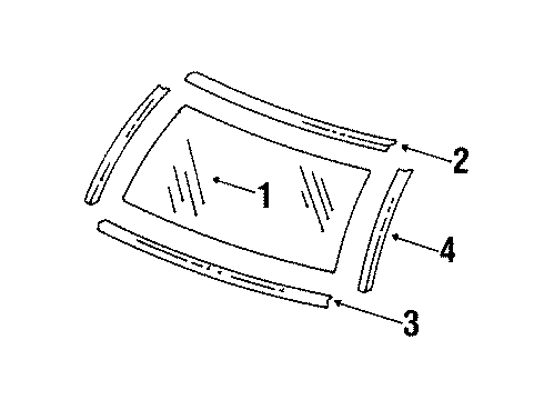 1987 Buick Electra Windshield Glass, Reveal Moldings Diagram