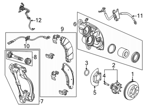 2023 GMC Sierra 2500 HD Front Brakes Diagram