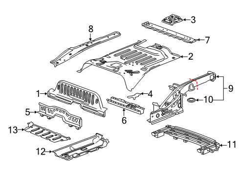 2015 Chevy Spark EV Rear Body - Floor & Rails Diagram