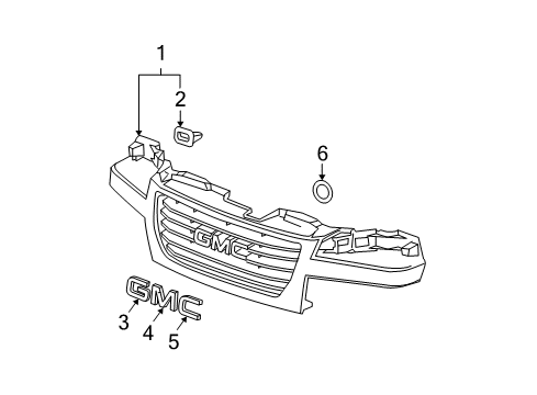 2012 GMC Canyon Grille & Components Diagram