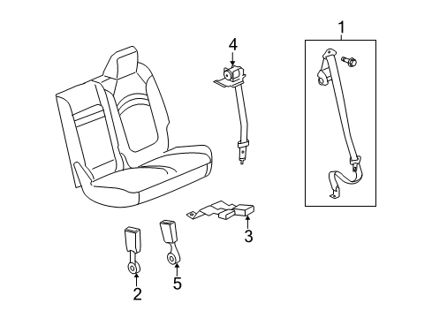 2007 Saturn Outlook Third Row Seat Belts Diagram