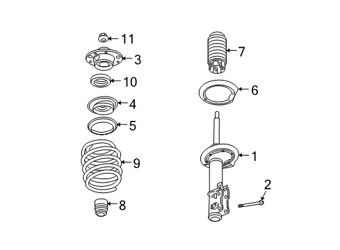 2008 Saturn Aura Struts & Components - Front Diagram
