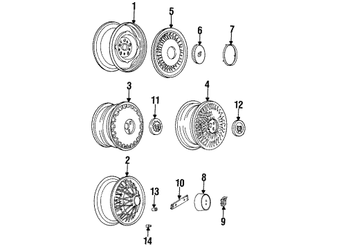 1993 Cadillac Fleetwood Emblem Diagram for 1625676