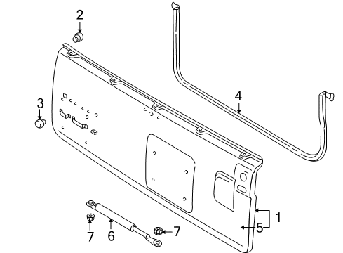 1999 Chevy Tracker Tail Gate, Body Diagram 5 - Thumbnail