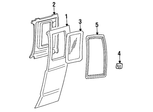 1987 Chevy S10 Side Glass, Driver Side Diagram for 14071511