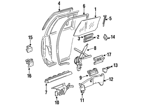 1994 Buick Commercial Chassis Rear Door - Glass & Hardware Diagram