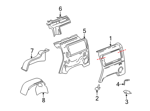 2004 Hummer H2 Quarter Panel & Components Diagram