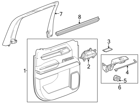 2024 Chevy Silverado 3500 HD Door Trim Panel, Driver Side Diagram for 87849964