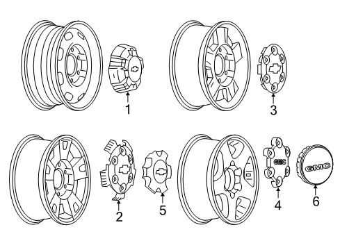 2012 GMC Canyon Wheel Covers & Trim Diagram