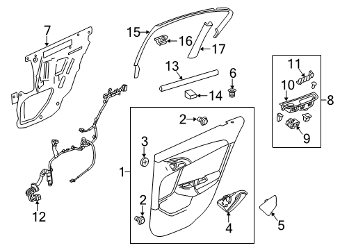 2017 Chevy SS Interior Trim - Rear Door Diagram