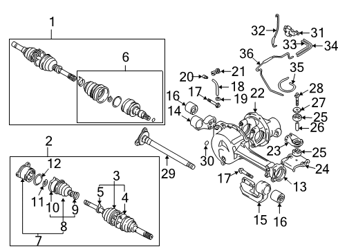 2004 Chevy Tracker Carrier & Front Axles Diagram