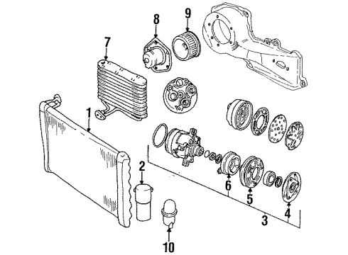 1990 Chevy Corsica A/C Condenser, Compressor & Lines Diagram