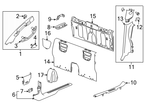 2021 Chevy Colorado Rear Pillar Trim, Black, Driver Side Diagram for 84694437