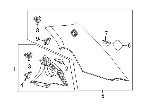 2017 Chevy SS Interior Trim - Quarter Panels Diagram