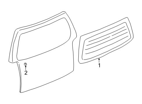 2005 Pontiac Montana Lift Gate - Glass & Hardware Diagram
