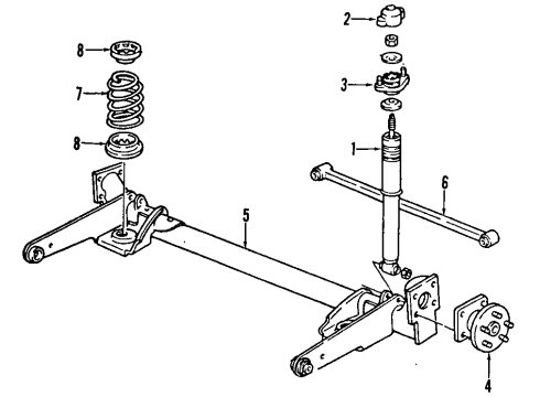 1993 Chevy Lumina APV Rear Axle, Ride Control, Suspension Components Diagram