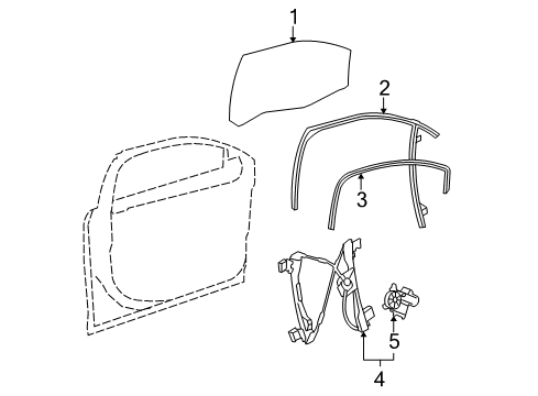 2009 Chevy Malibu Front Door - Glass & Hardware Diagram