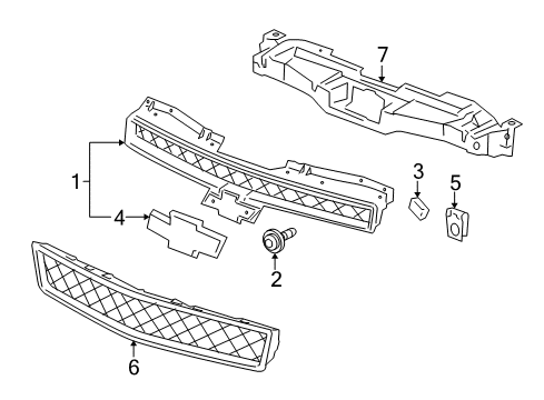 2009 Chevy Tahoe Grille & Components Diagram 2 - Thumbnail
