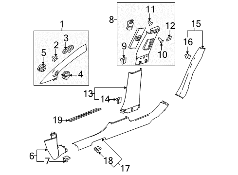 2014 Buick LaCrosse Interior Trim - Pillars, Rocker & Floor Diagram